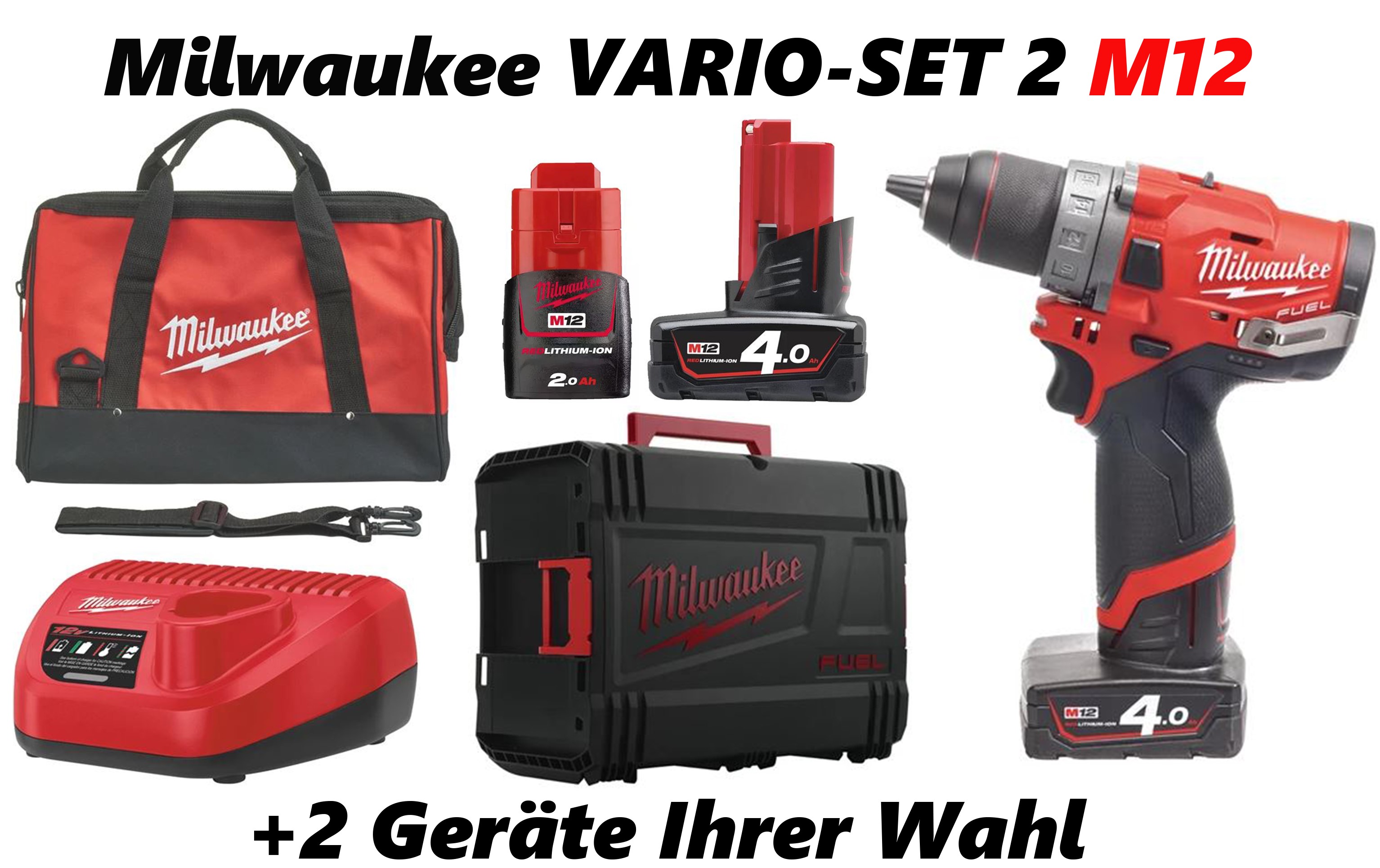 M12 VARIO-SET 2 - GRUNDAUSSTATTUNG + 2 GERÄTE IHRER WAHL