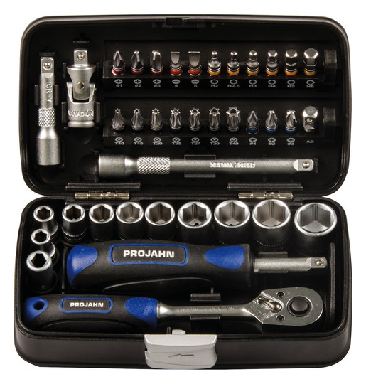 1/4" Mini Steckschlüssel- & Bit-Box, 38tlg.  mit markierten Bits