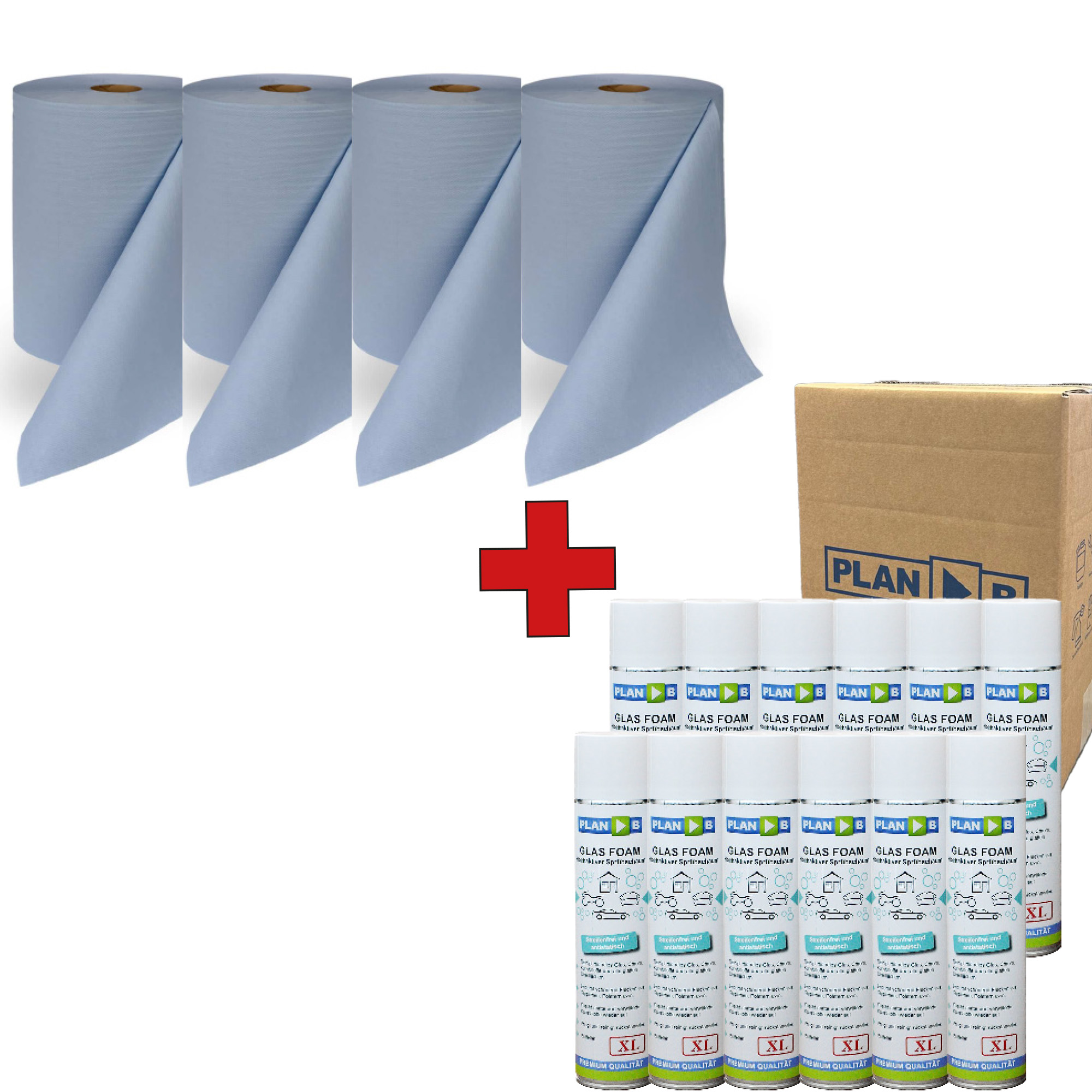 Putztuchpaket 2-lagig + 12 Stk. Glas Foam
