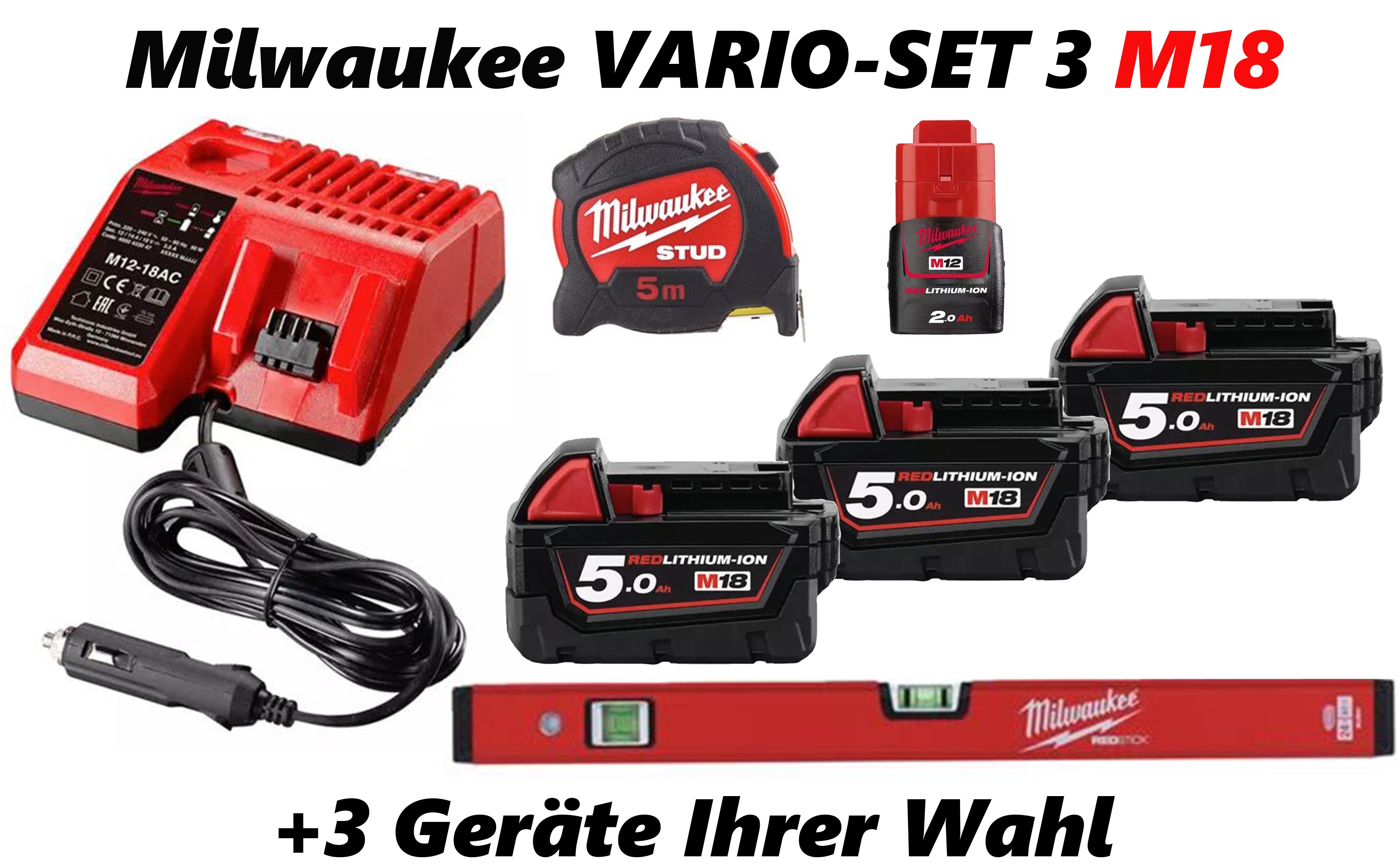 M18 VARIO-SET 3 - GRUNDAUSSTATTUNG + 3 GERÄTE IHRER WAHL