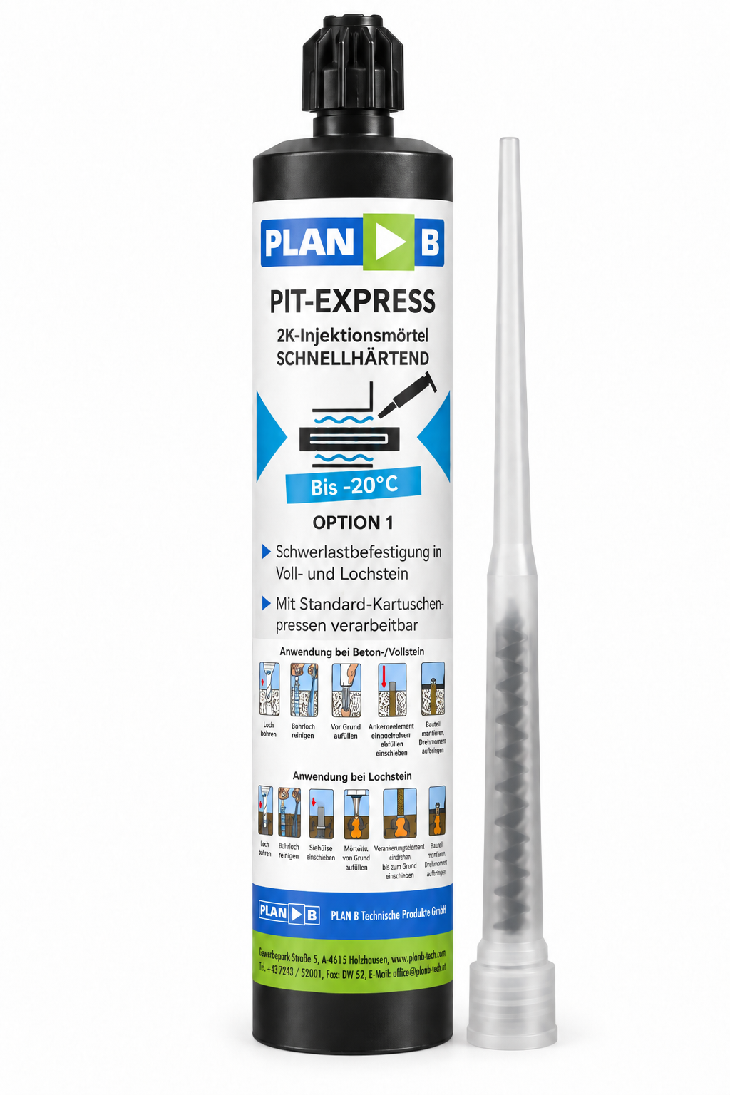 Plan B 2-K-Injektionsmörtel PIT- Express -20° C Option 1 300ml