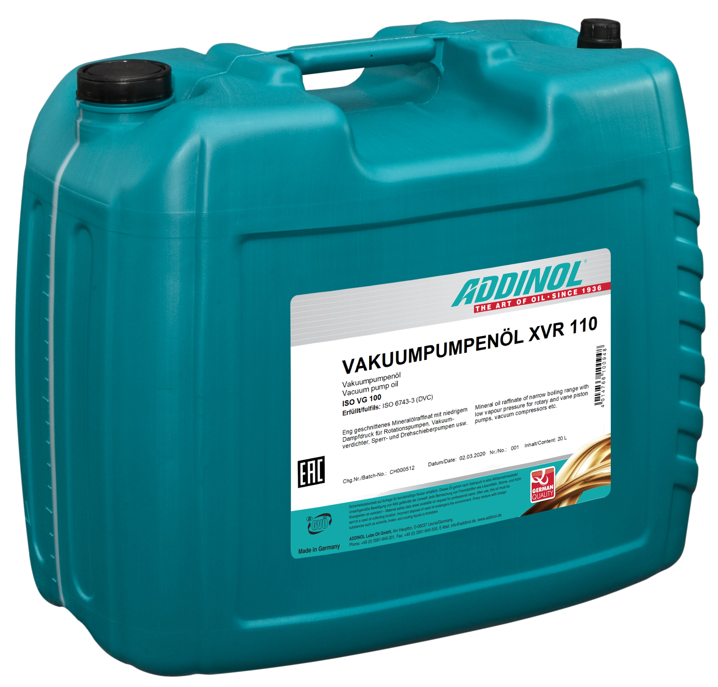 Vakkuumpumpenöl POWER XVR , 20 Liter