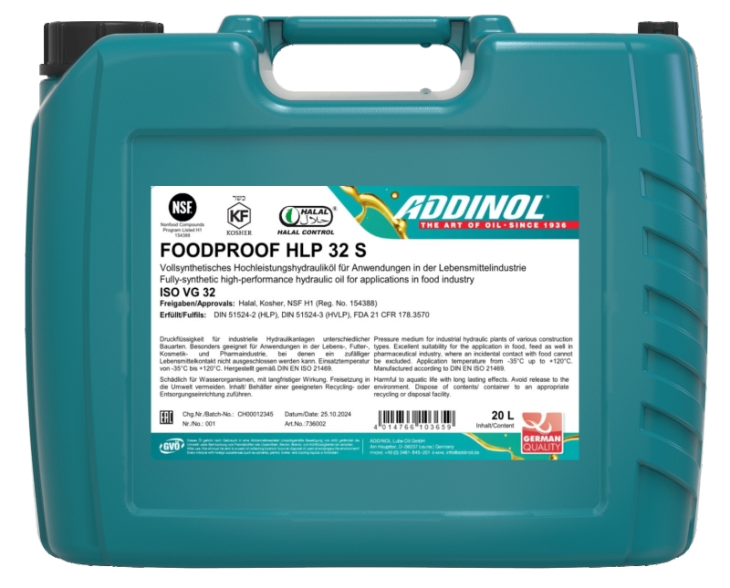 Kettenschmierstoff NSF XHF 460 S 20 Liter